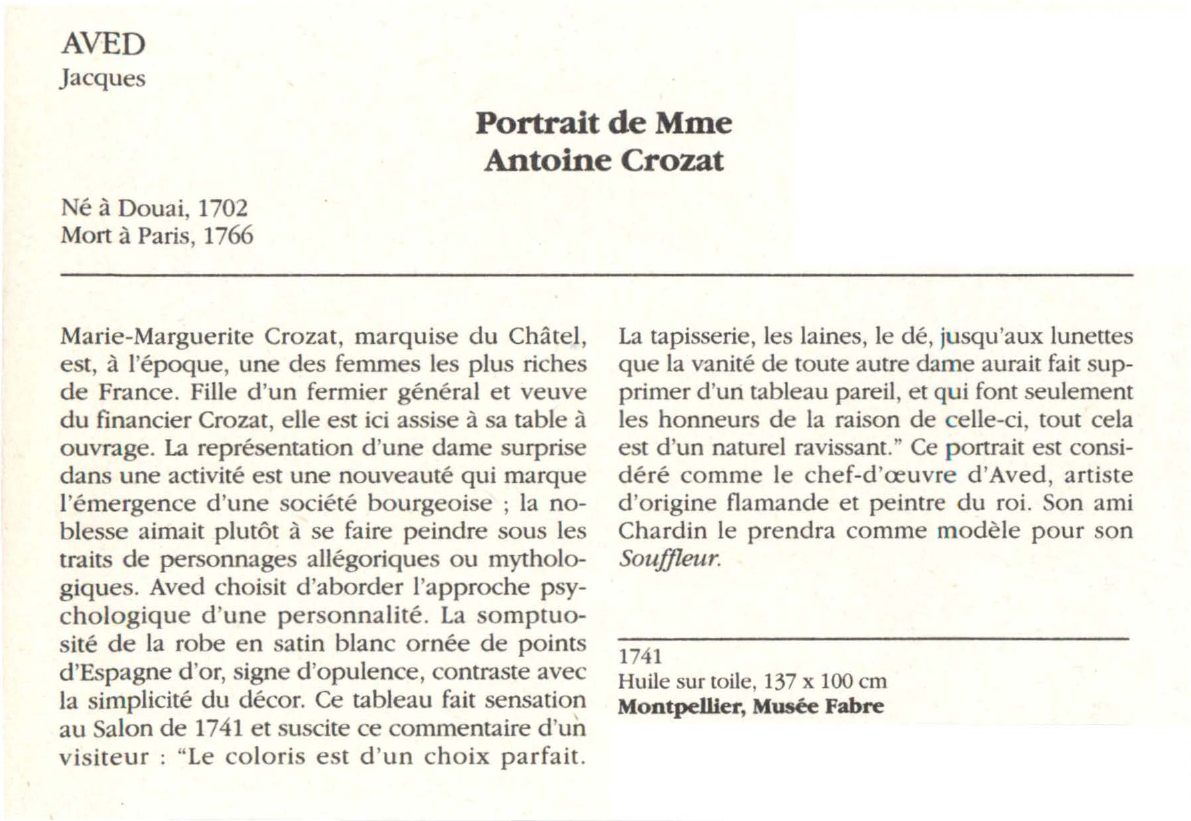 Prévisualisation du document AVED Jacques : Portrait de Mme Antoine Crozat