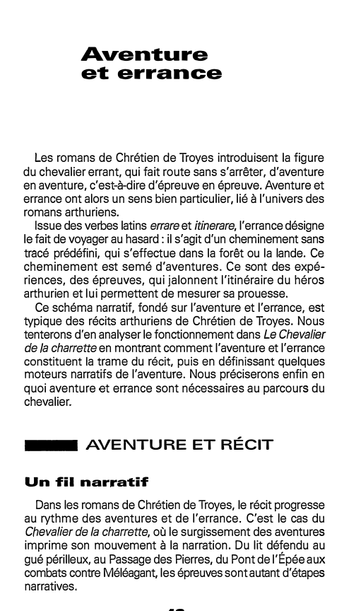 Prévisualisation du document Aventure et errance dans Le chevalier de la charrette de Chrétien de Troyes