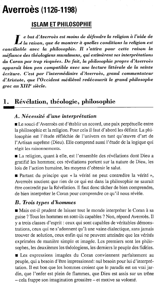 Prévisualisation du document Averroès (1126-1198): ISLAM ET PHILOSOPHIE