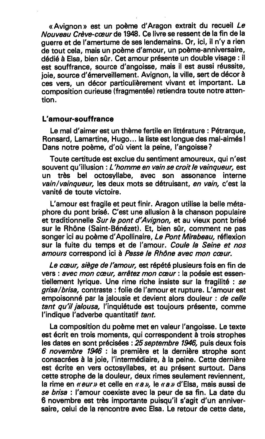 Prévisualisation du document AVIGNON - Aragon, Le Nouveau Crève-coeur, 1948 (Commentaire)