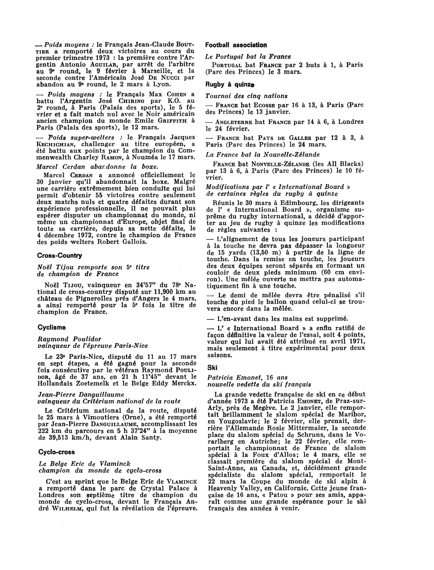 Prévisualisation du document Avril 1973: Sports et Loisirs