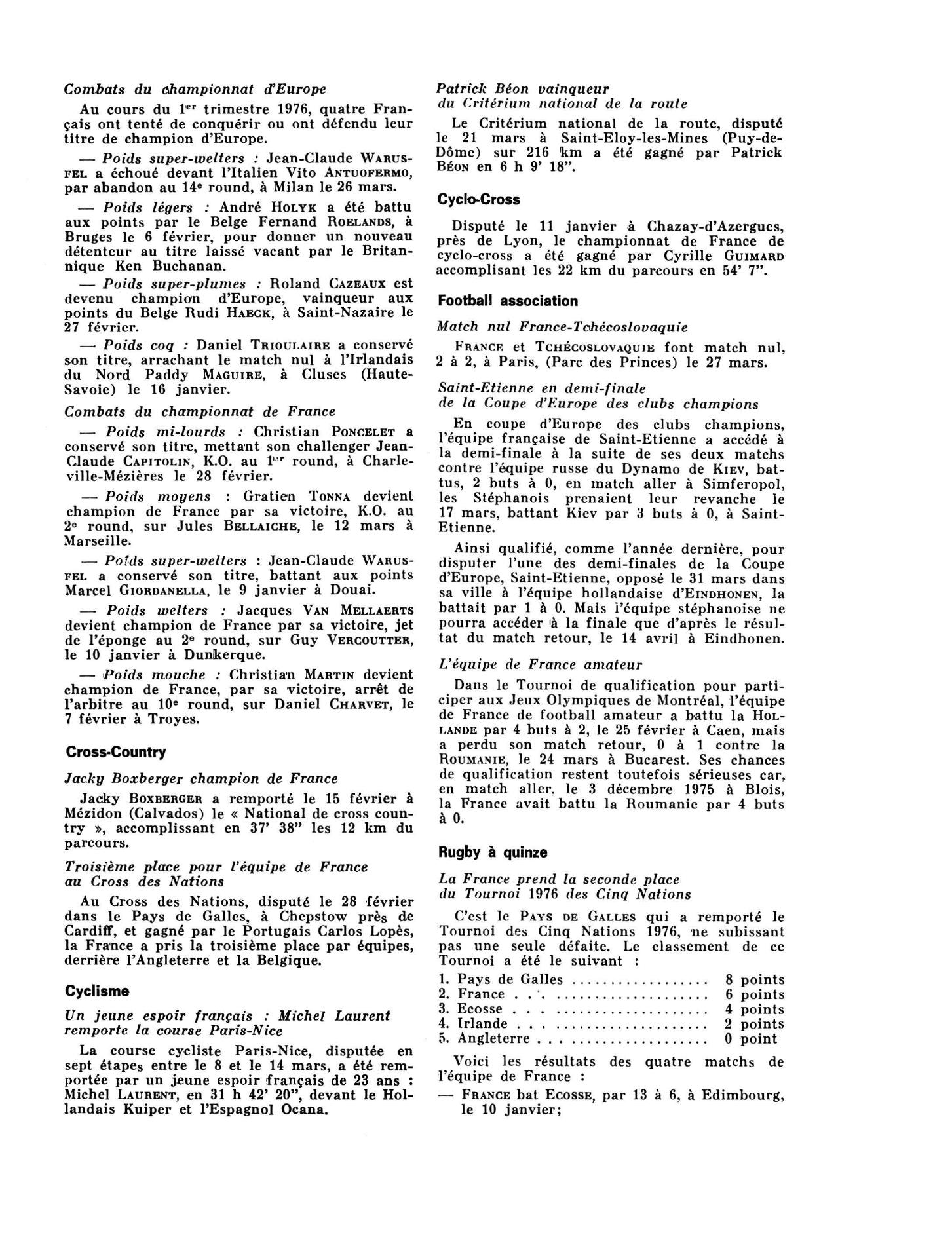 Prévisualisation du document AVRIL 1976: SPORTS ET LOISIRS