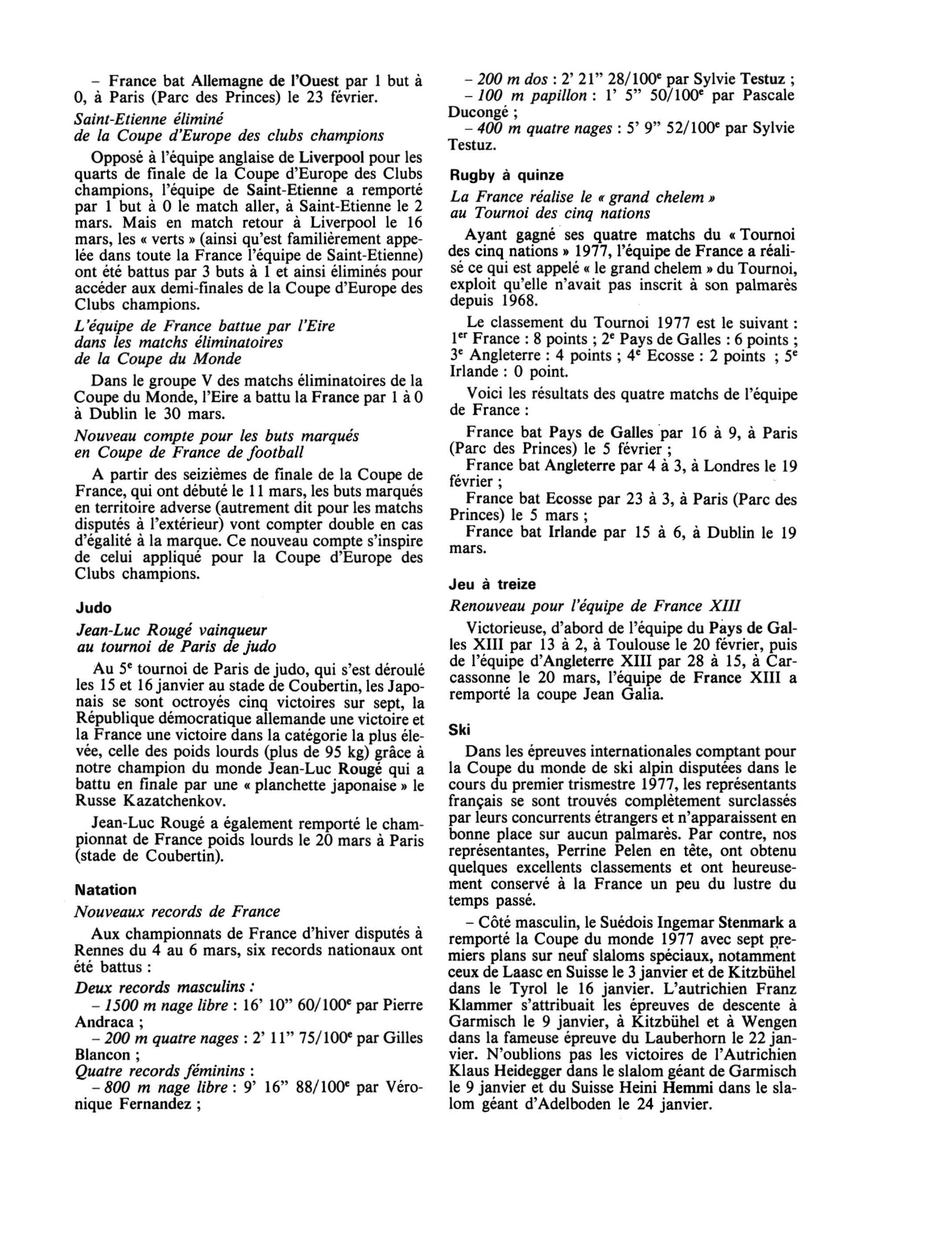 Prévisualisation du document Avril 1977: Sports et loisirs