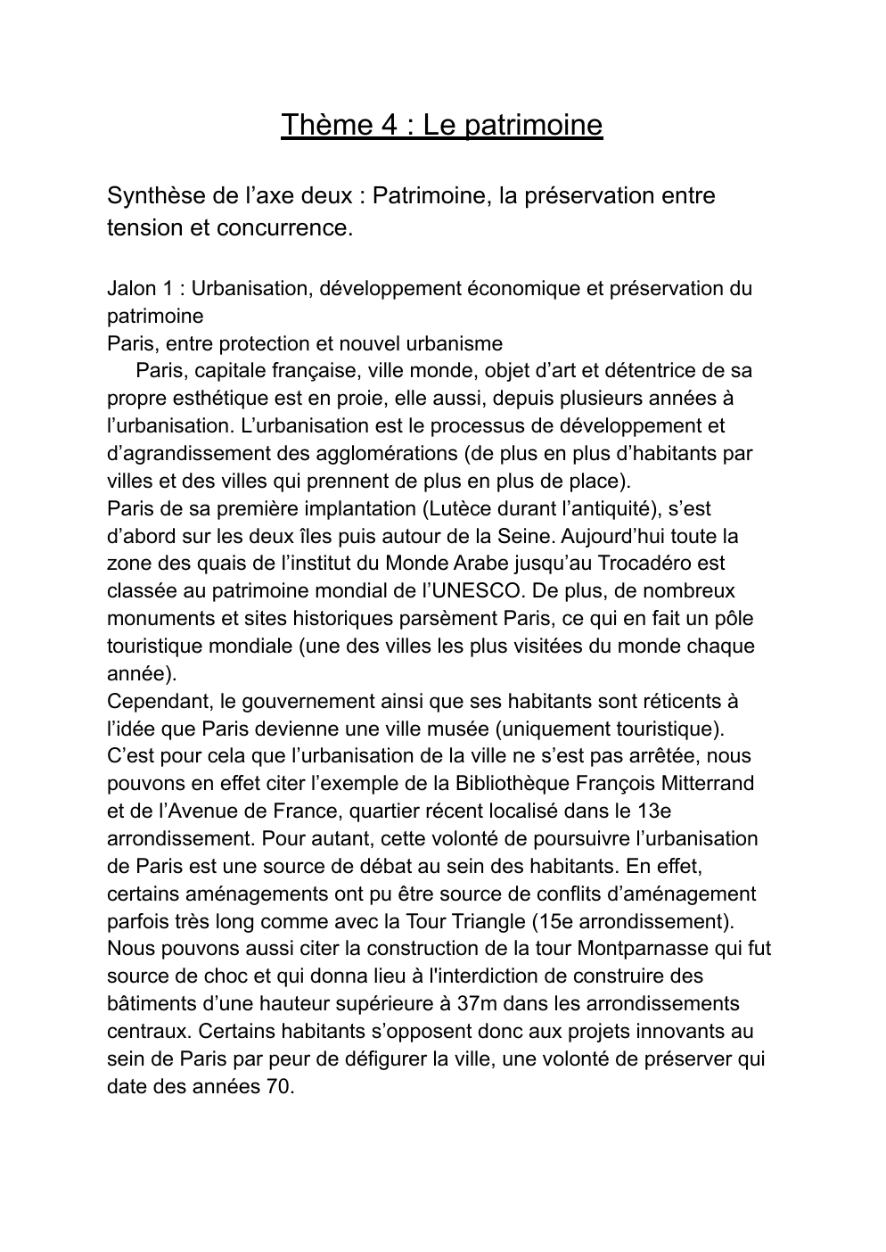 Prévisualisation du document Axe 2-Géopo: patrimoine Paris, entre protection et nouvel urbanisme