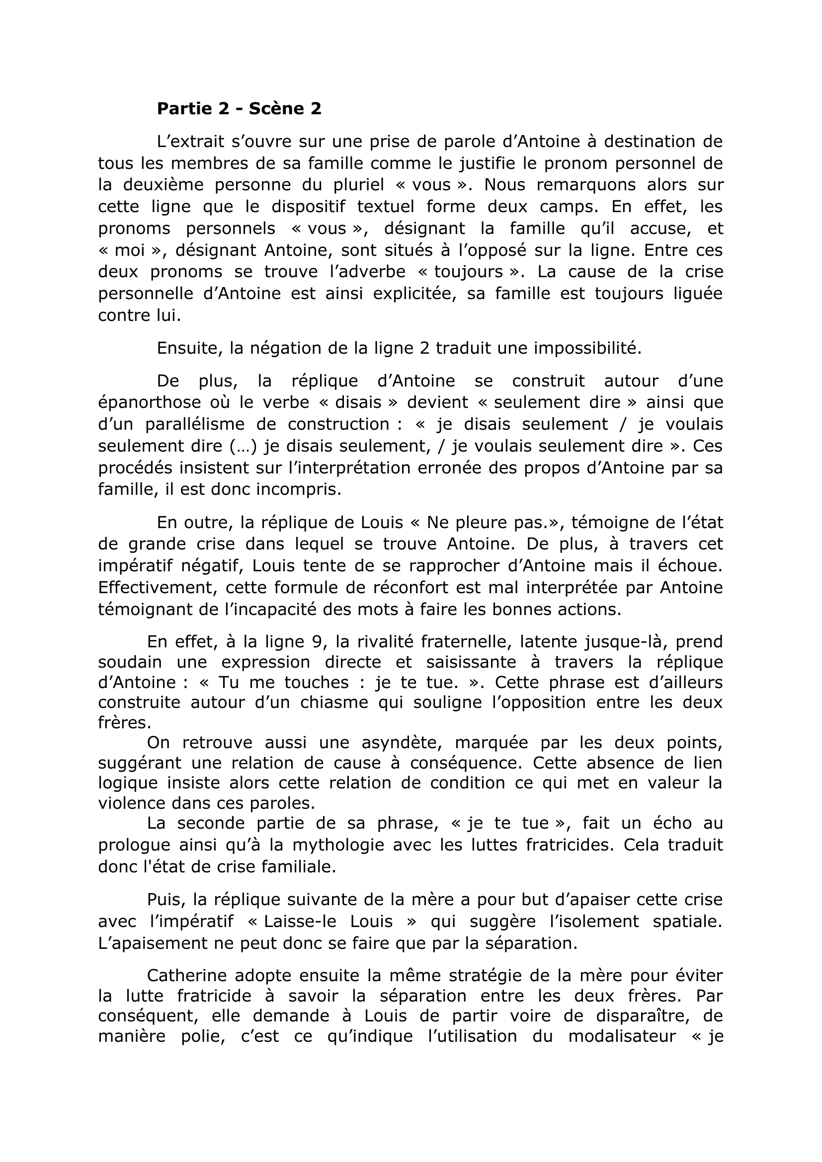Prévisualisation du document Bac de Français - Explication linéaire - Juste la fin du monde (Partie 2 - Scène 2) - La colère d'Antoine