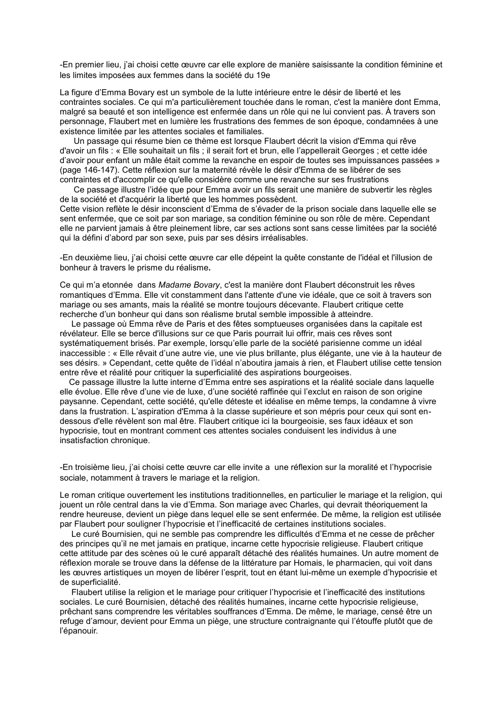 Prévisualisation du document bac de français oral mme Bovary