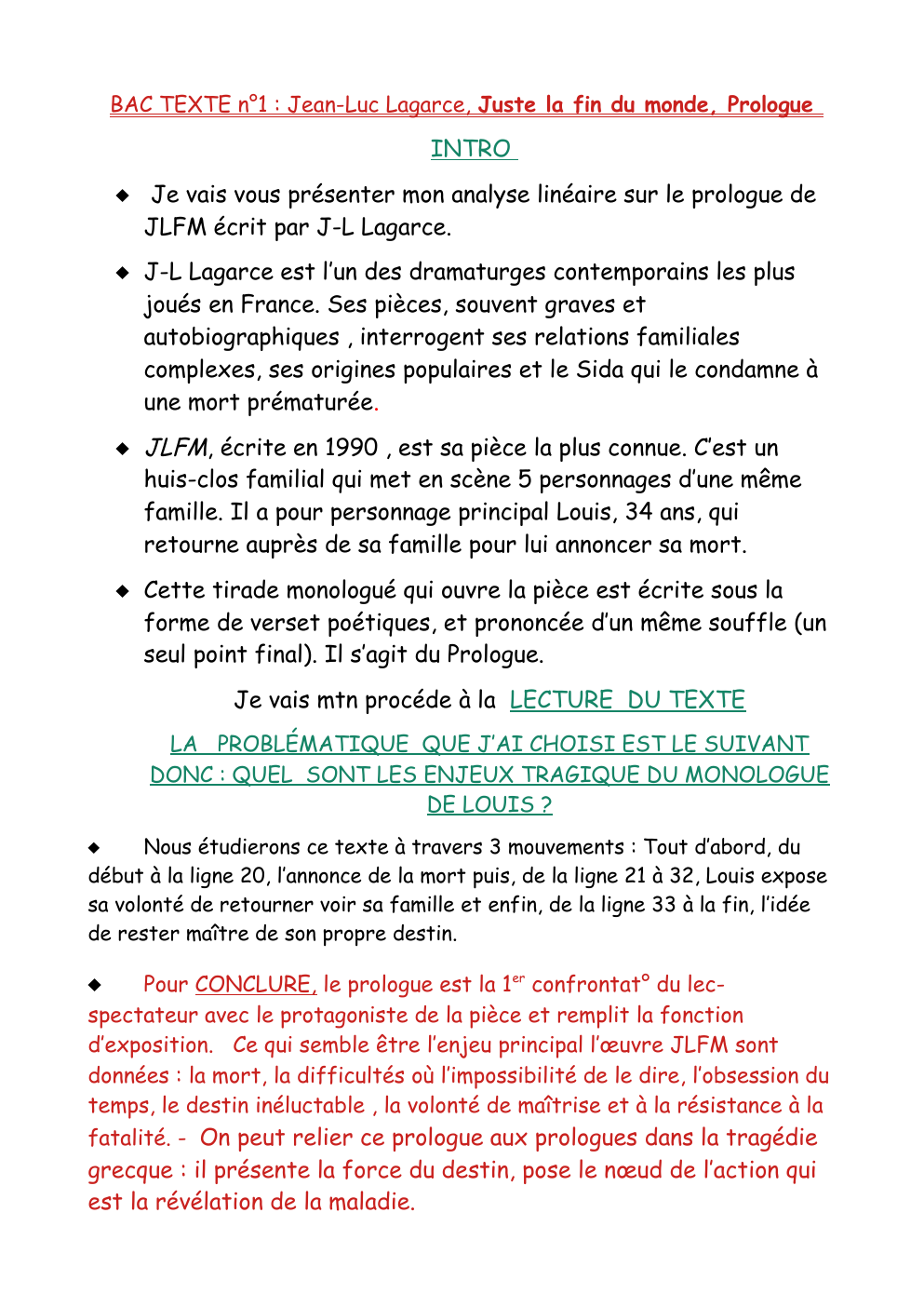 Prévisualisation du document BAC TEXTE n°1 : Jean-Luc Lagarce, Juste la fin du monde, Prologue