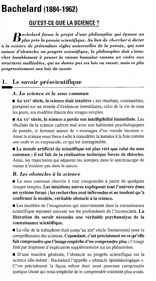 Prévisualisation du document Bachelard (1884-1962)

•1~• ~_, - ◄
'" ~

~llll!1
.~,
.

•

_

~~

QU'EST-CE QUE LA SCIENCE?
lard forme...