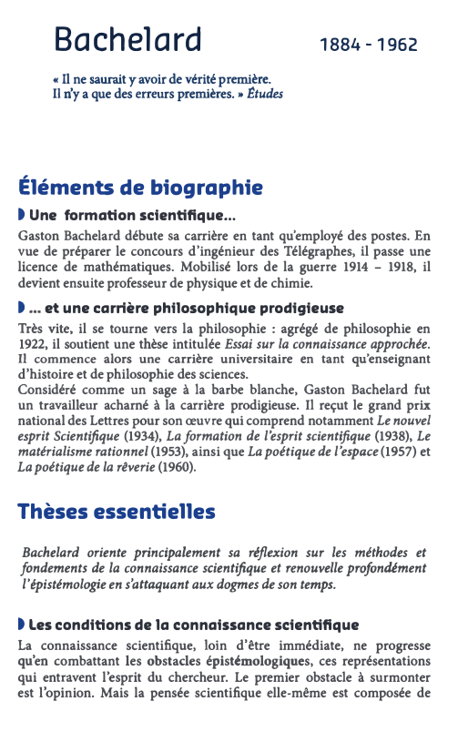 Prévisualisation du document Bachelard

1884-1962

« Il ne saurait y avoir de vérité premim.
Il dy a que des erreurs premières. • ttudes...