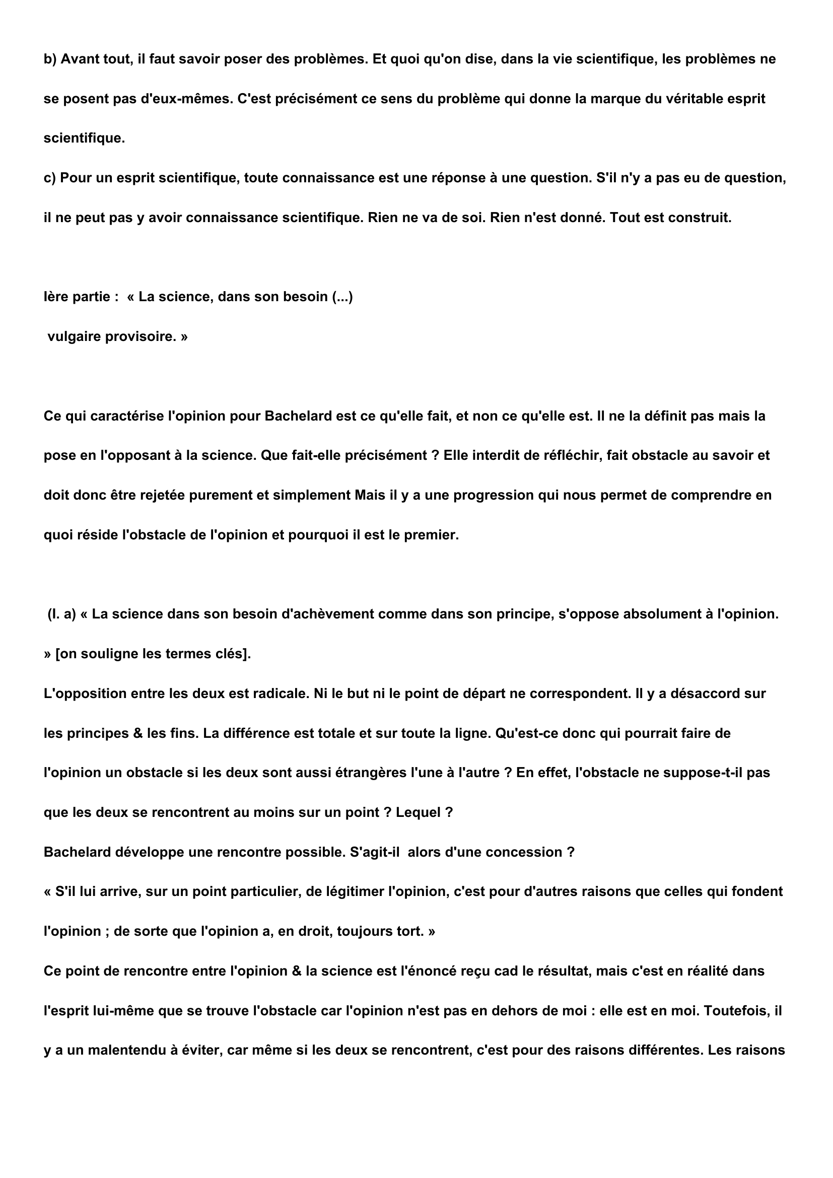 Prévisualisation du document Bachelard La formation de l’esprit scientifique Extrait chap. 1 : « La notion d’obstacle épistémologique »