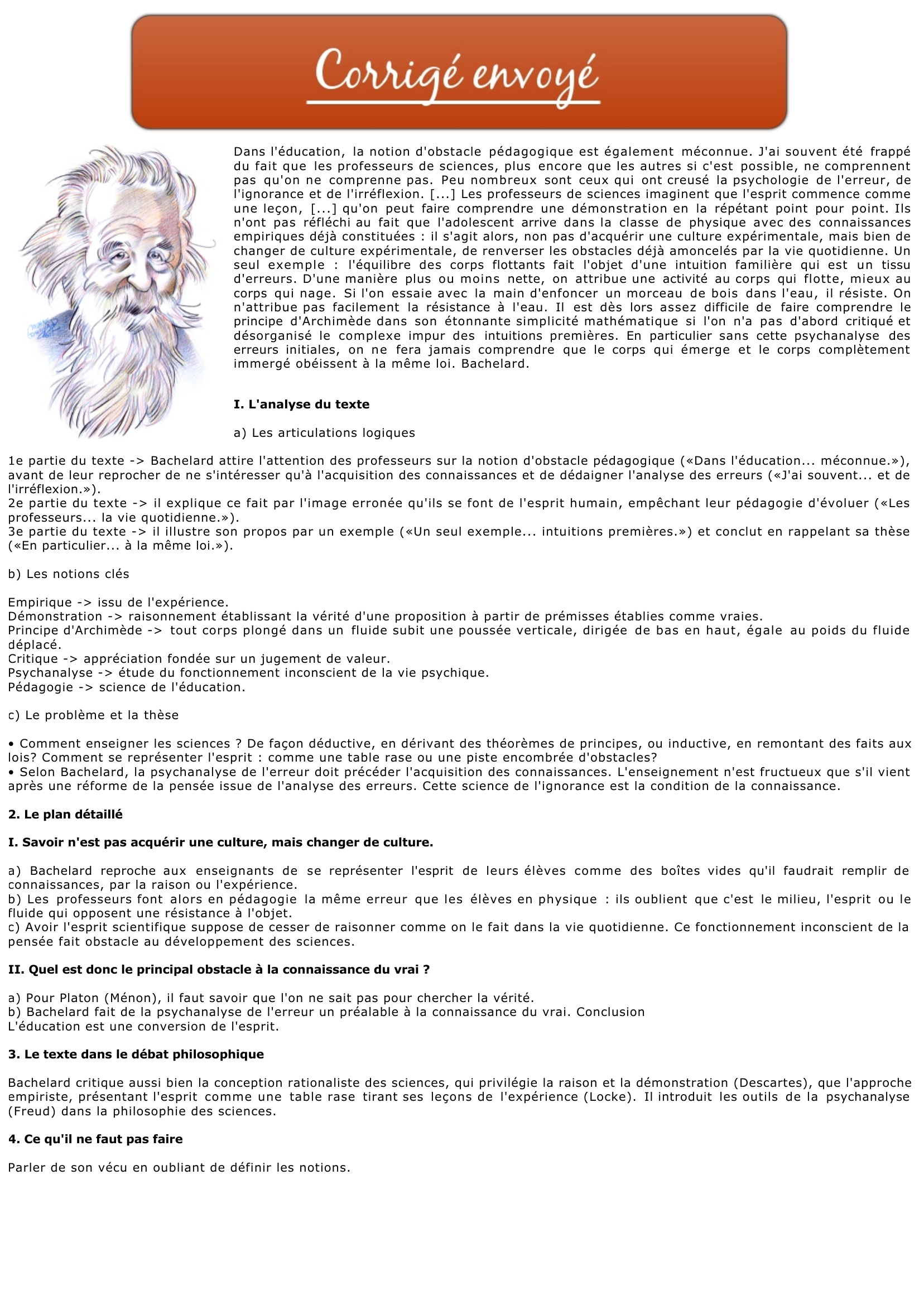 Prévisualisation du document Bachelard: Pédagogie, sciences et obstacle épistémologique