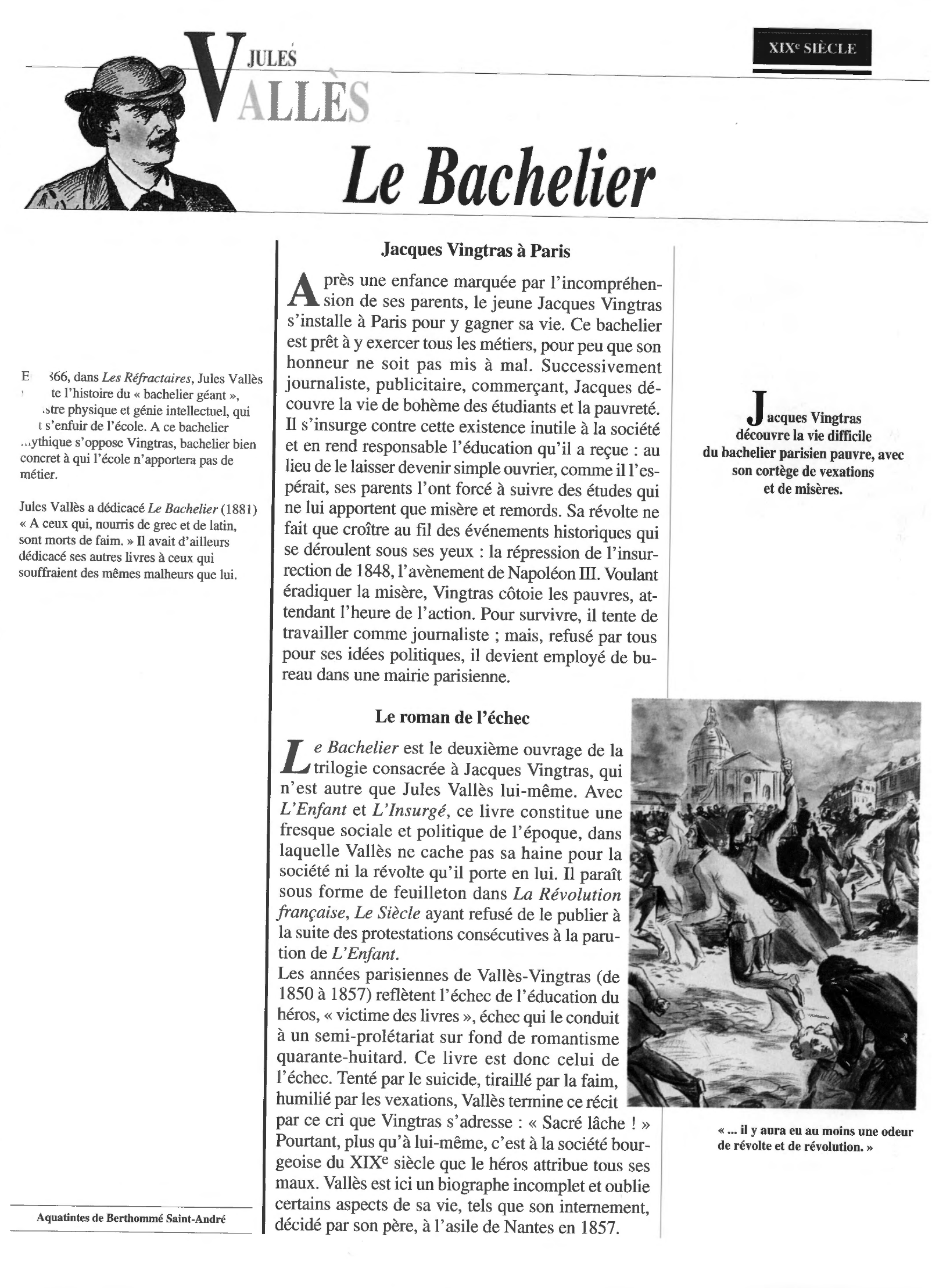 Prévisualisation du document BACHELIER (le) de Jules Vallès