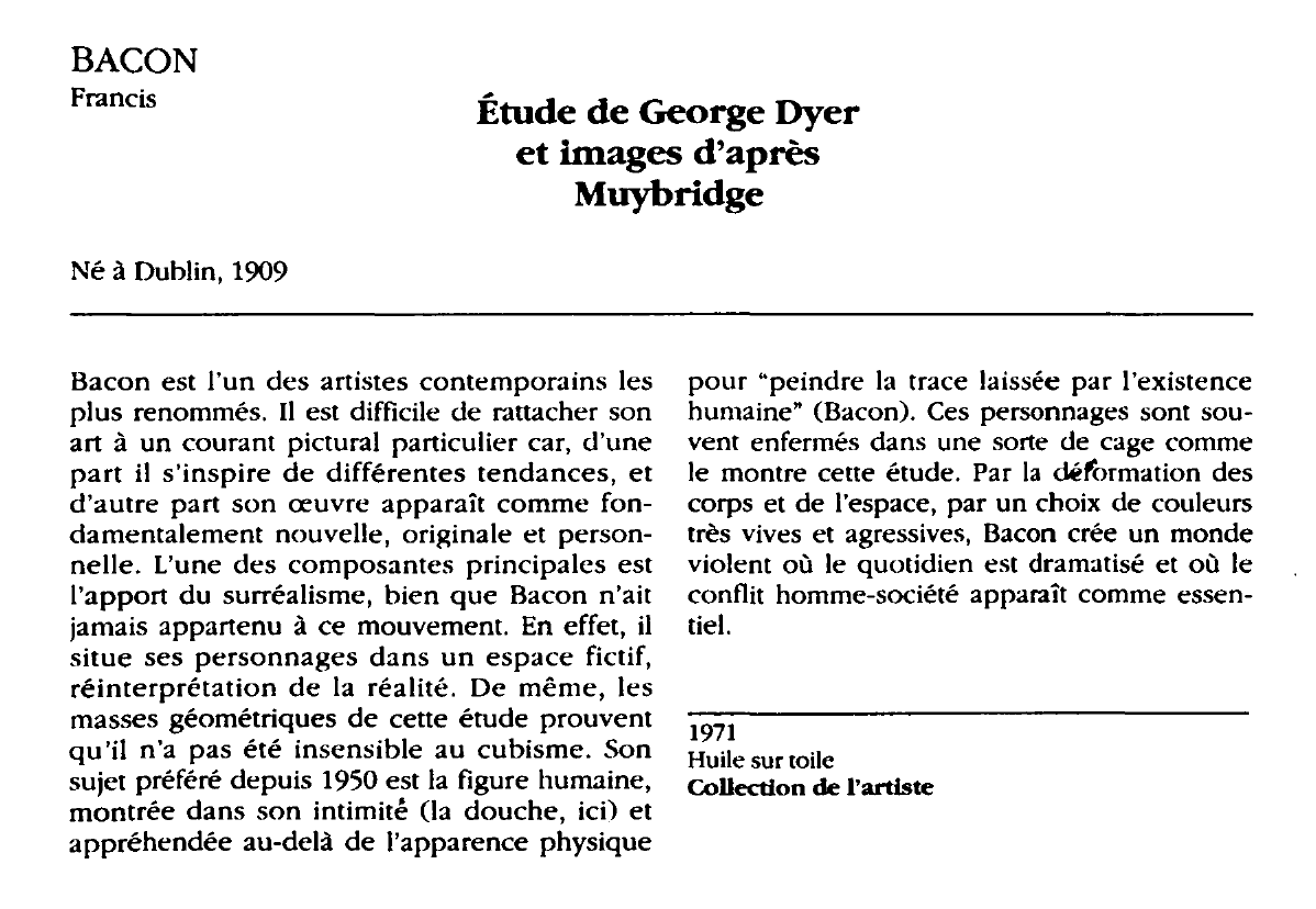 Prévisualisation du document BACON Francis : Étude de George Dyer et images d'après Muybridge