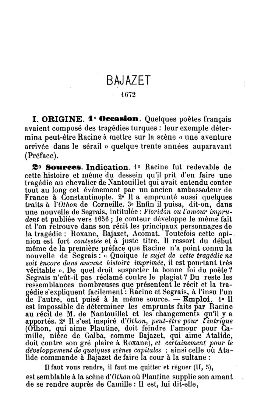 Prévisualisation du document Bajazet de Jean RACINE (Résumé & Analyse)