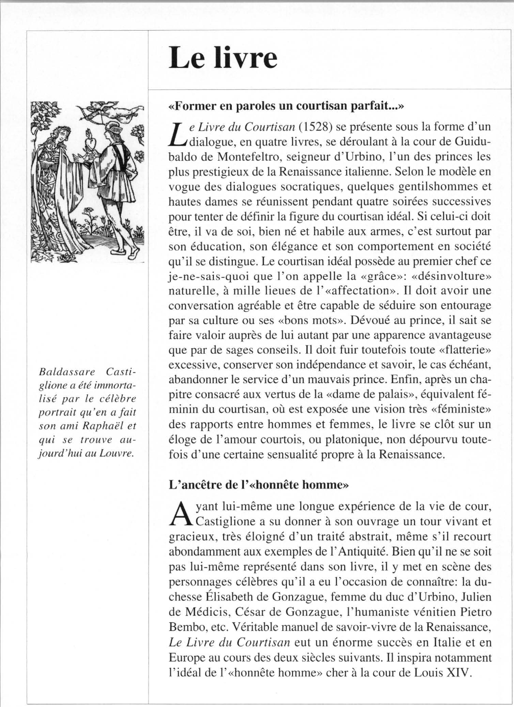 Prévisualisation du document Baldassare CASTIGLIONE : Le Livre du Courtisan