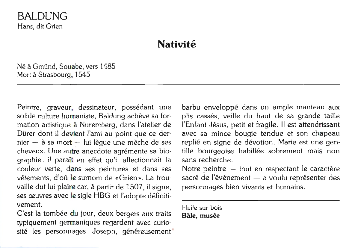 Prévisualisation du document BALDUNG Hans, dit Grien : Nativité