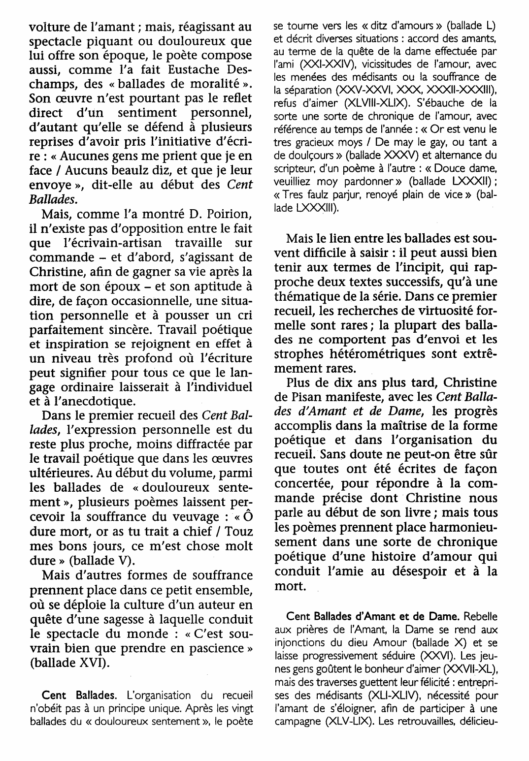 Prévisualisation du document BALLADES de Christine de Pisan ou Pizan (fiche de lecture et critique)