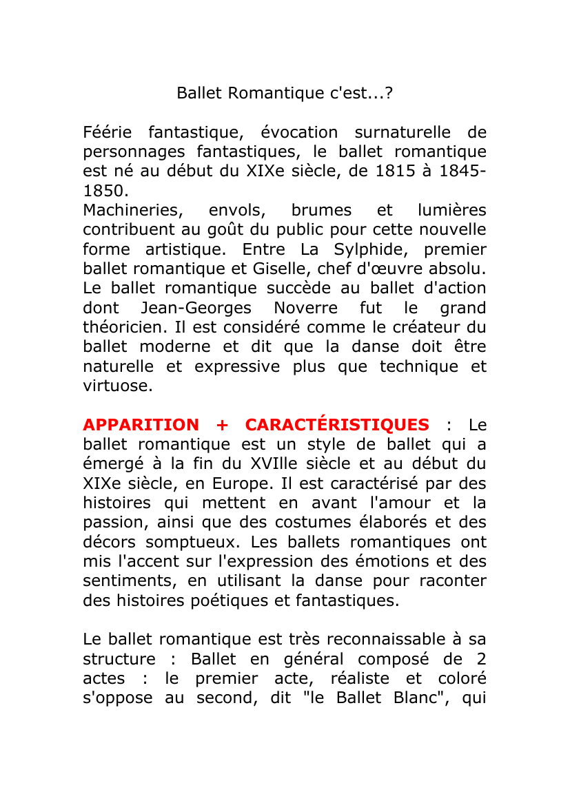 Prévisualisation du document Ballet Romantique c'est...?