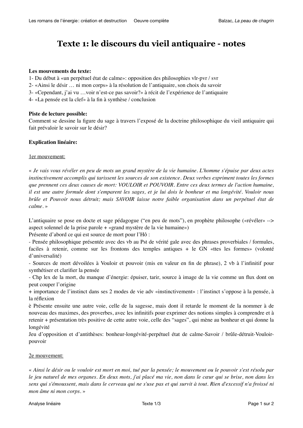 Prévisualisation du document Balzac, La peau de chagrin  Oeuvre complète  Texte 1: le discours du vieil antiquaire - notes