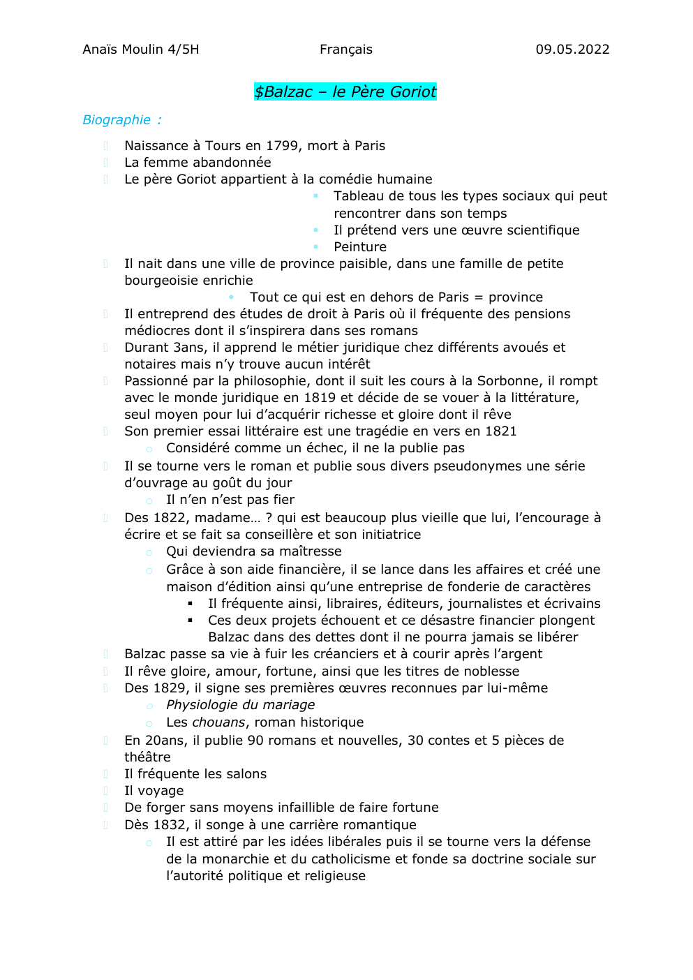 Prévisualisation du document Balzac, le Père Goriot (fiche de lecture)