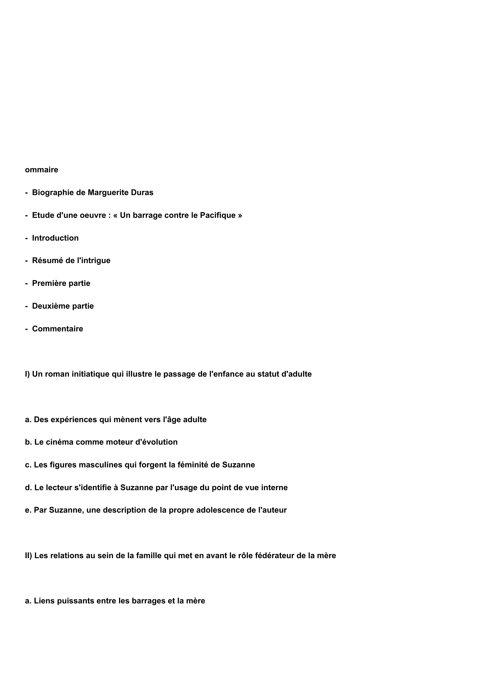 Prévisualisation du document BARRAGE CONTRE LE PACIFIQUE (Un)    Marguerite Duras - résumé de l'œuvre
