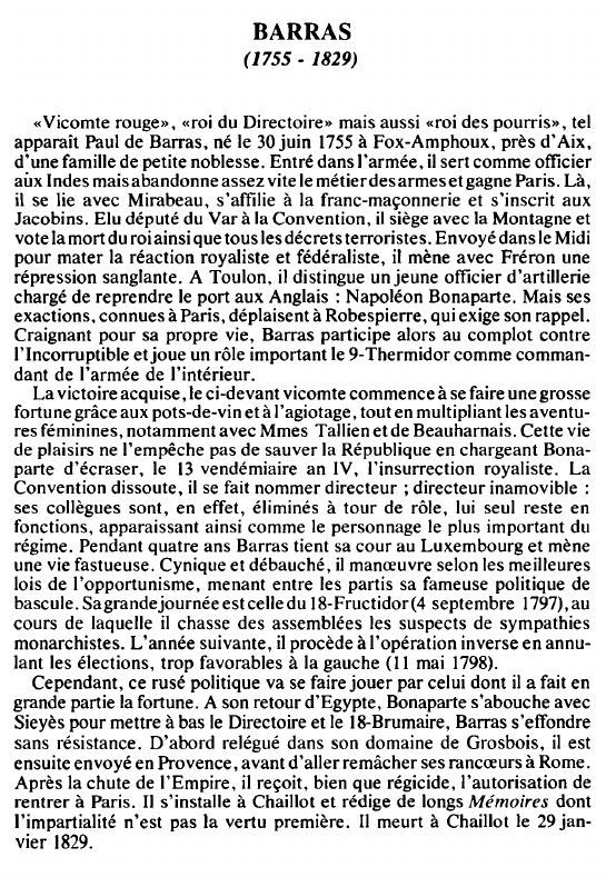 Prévisualisation du document BARRAS( 1755 - 1829) - BIOGRAPHIE.