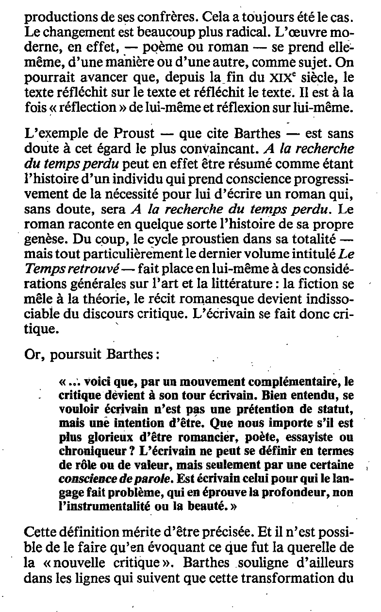 Prévisualisation du document Barthes, Roland et la critique en littérature
