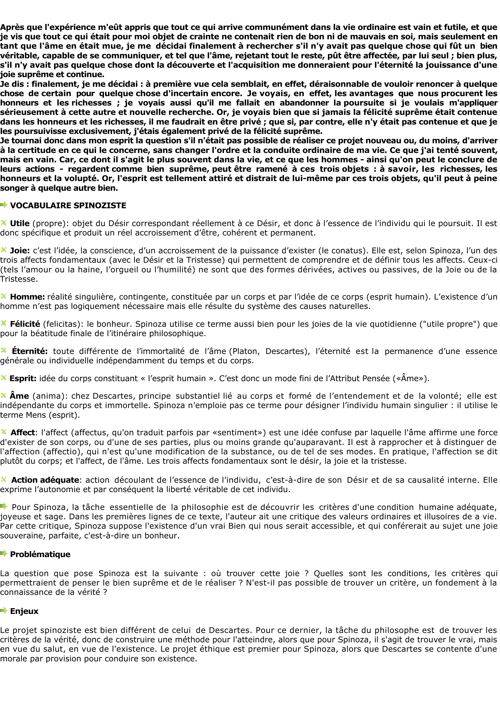 Prévisualisation du document Baruch SPINOZA: Après que l'expérience m'eût appris