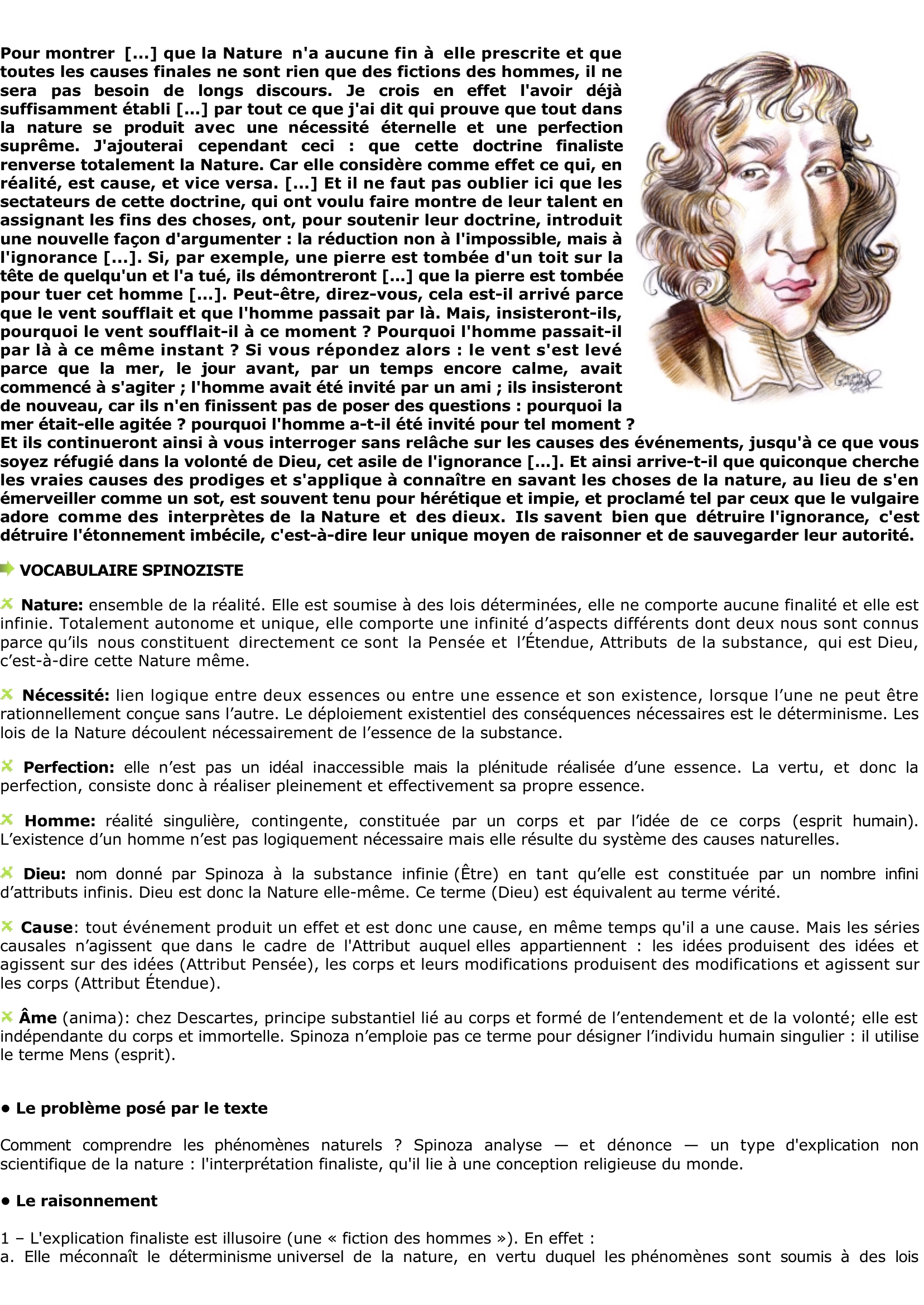 Prévisualisation du document Baruch SPINOZA: la Nature n'a aucune fin à elle