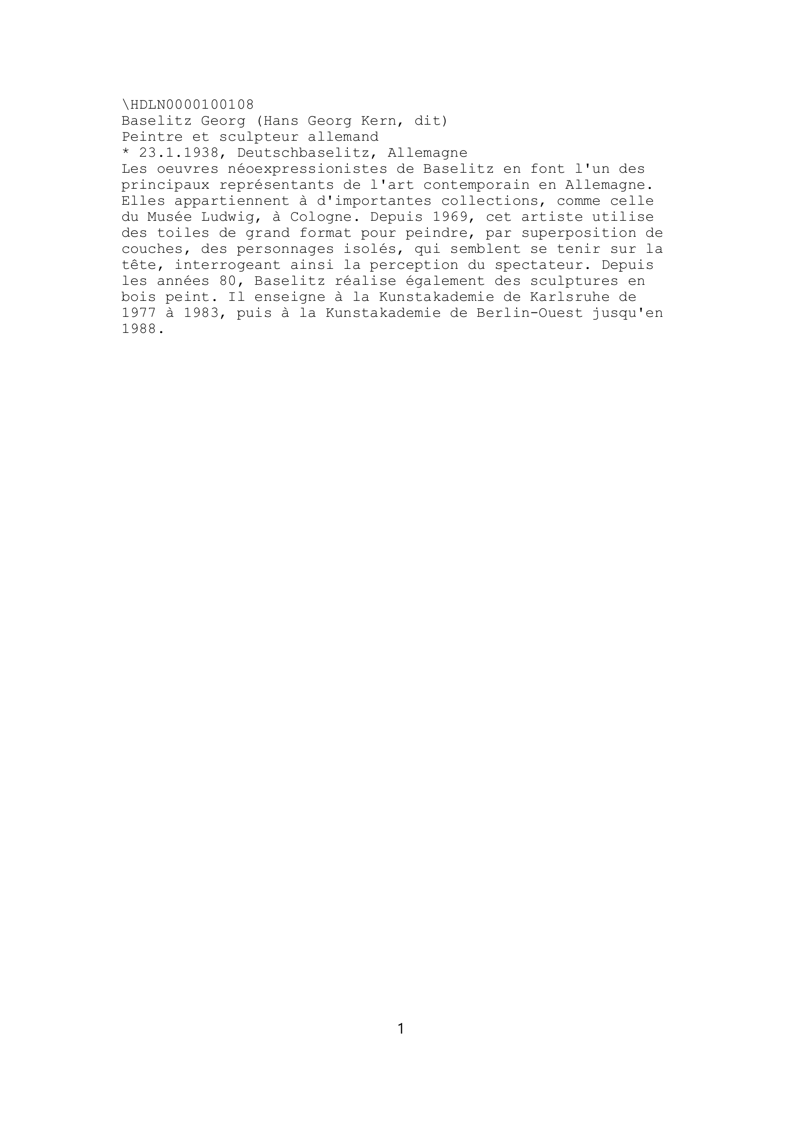 Prévisualisation du document Baselitz ( Georg Kern - encyclopédie.