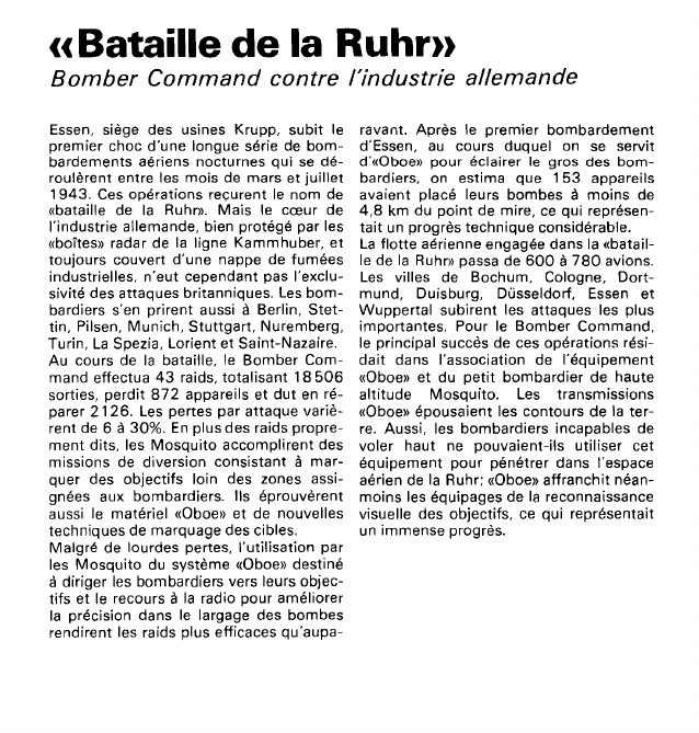 Prévisualisation du document «Bataille de la Ruhr»:Bomber Command contre l'industrie allemande.