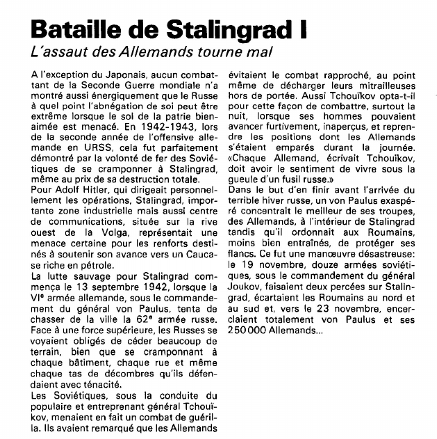 Prévisualisation du document Bataille de Stalingrad:L'assaut des Allemands tourne mal.