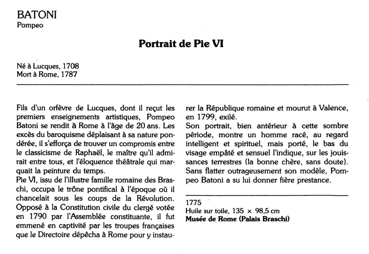 Prévisualisation du document BATONI Pompeo : Portrait de Pie VI