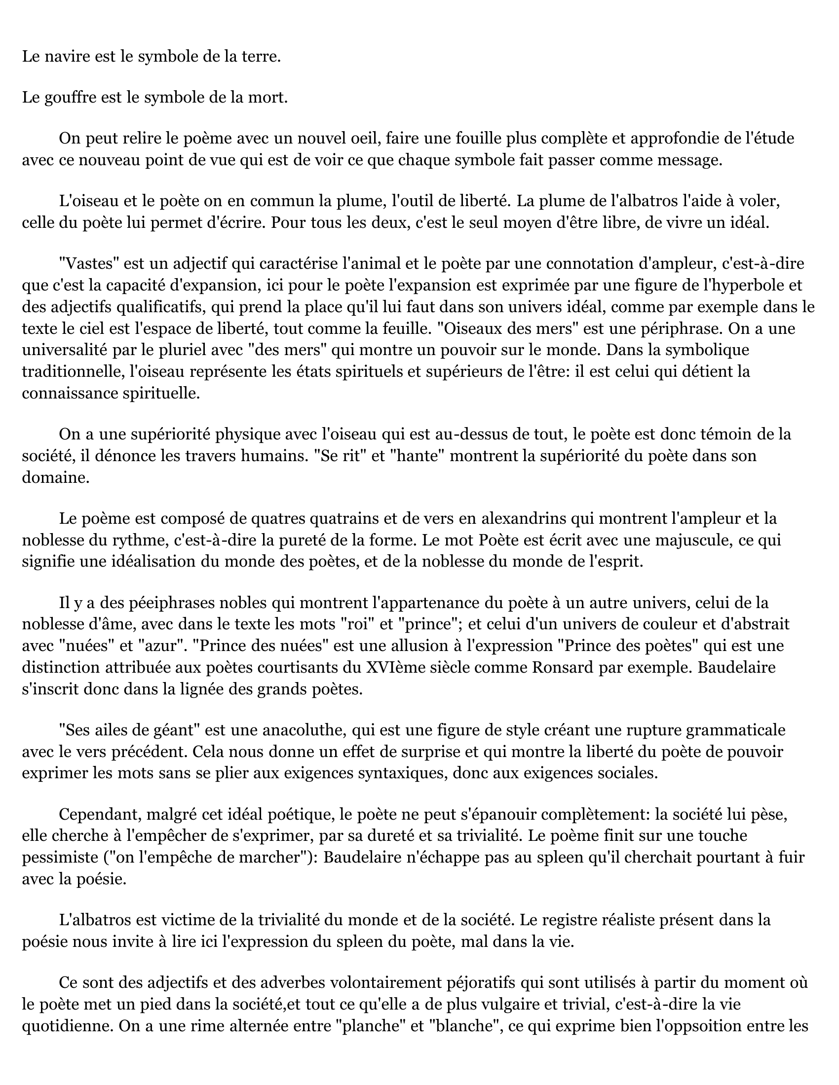 Prévisualisation du document Baudelaire, "L'albatros" (commentaire)