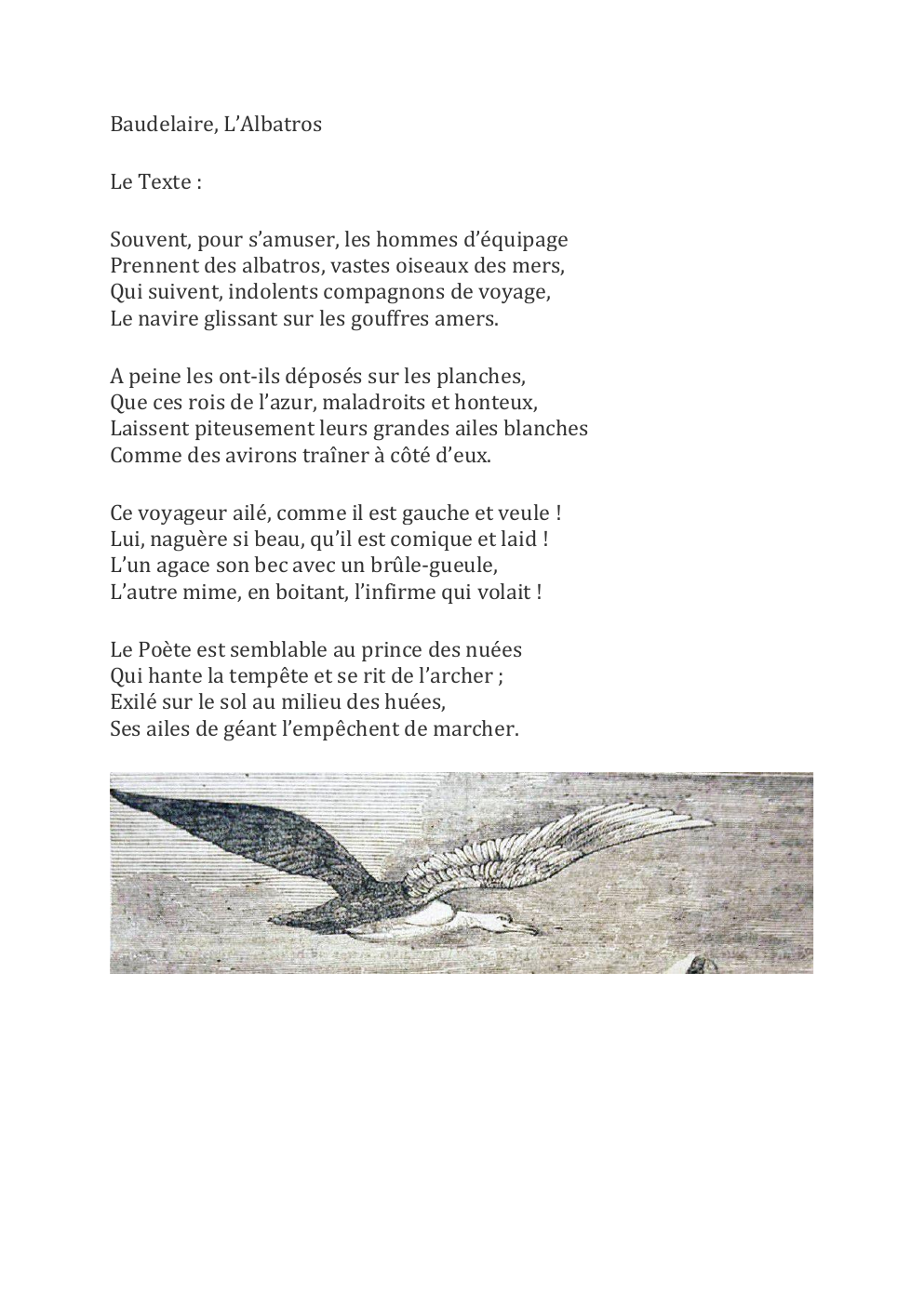 Prévisualisation du document Baudelaire, L’Albatros (étude linéaire)