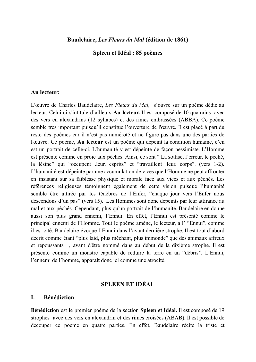 Prévisualisation du document Baudelaire, Les Fleurs du Mal