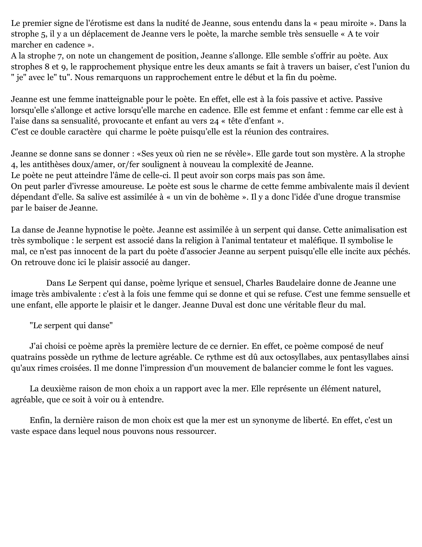 Prévisualisation du document Baudelaire, Les Fleurs du mal, section «Spleen et Idéal»  «Le Serpent qui danse»
