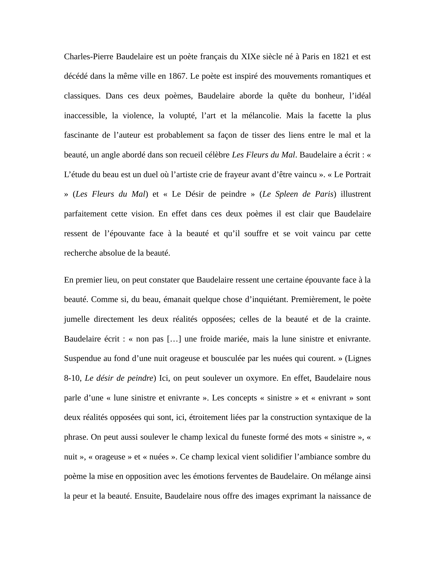 Prévisualisation du document BAUDELAIRE OU LE VERTIGE DE LA CRÉATION