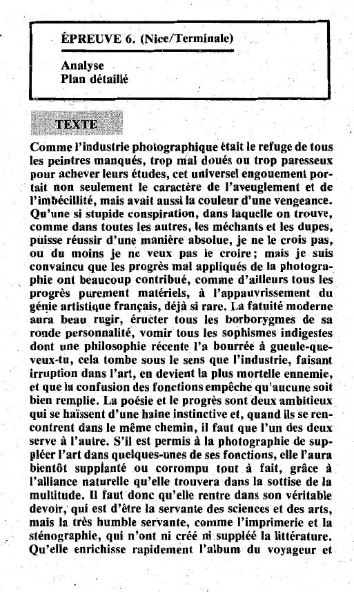 Prévisualisation du document BAUDELAIRE, Salon de 1859: la photographie