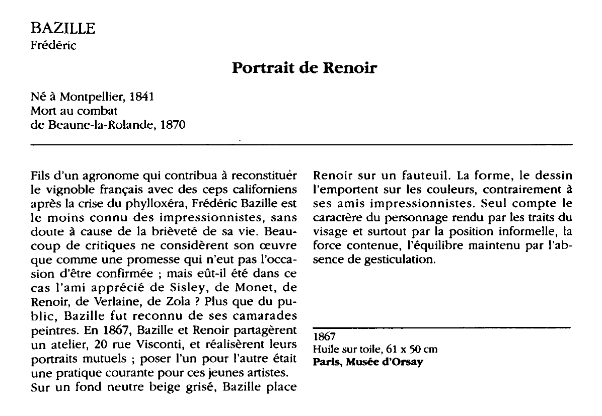 Prévisualisation du document BAZILLE Frédéric : Portrait de Renoir