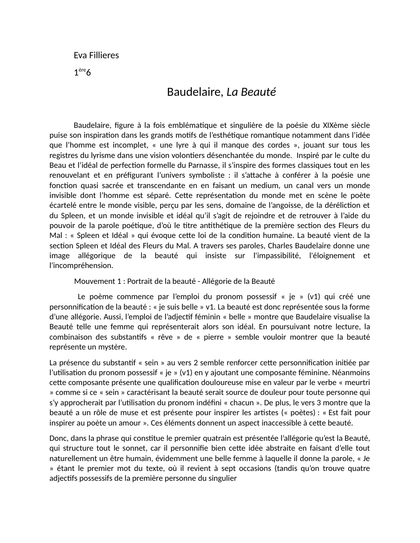 Prévisualisation du document Beaudelaire, La Beauté