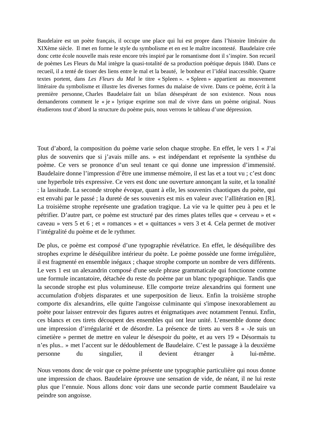 Prévisualisation du document Beaudelaire SPLEEN