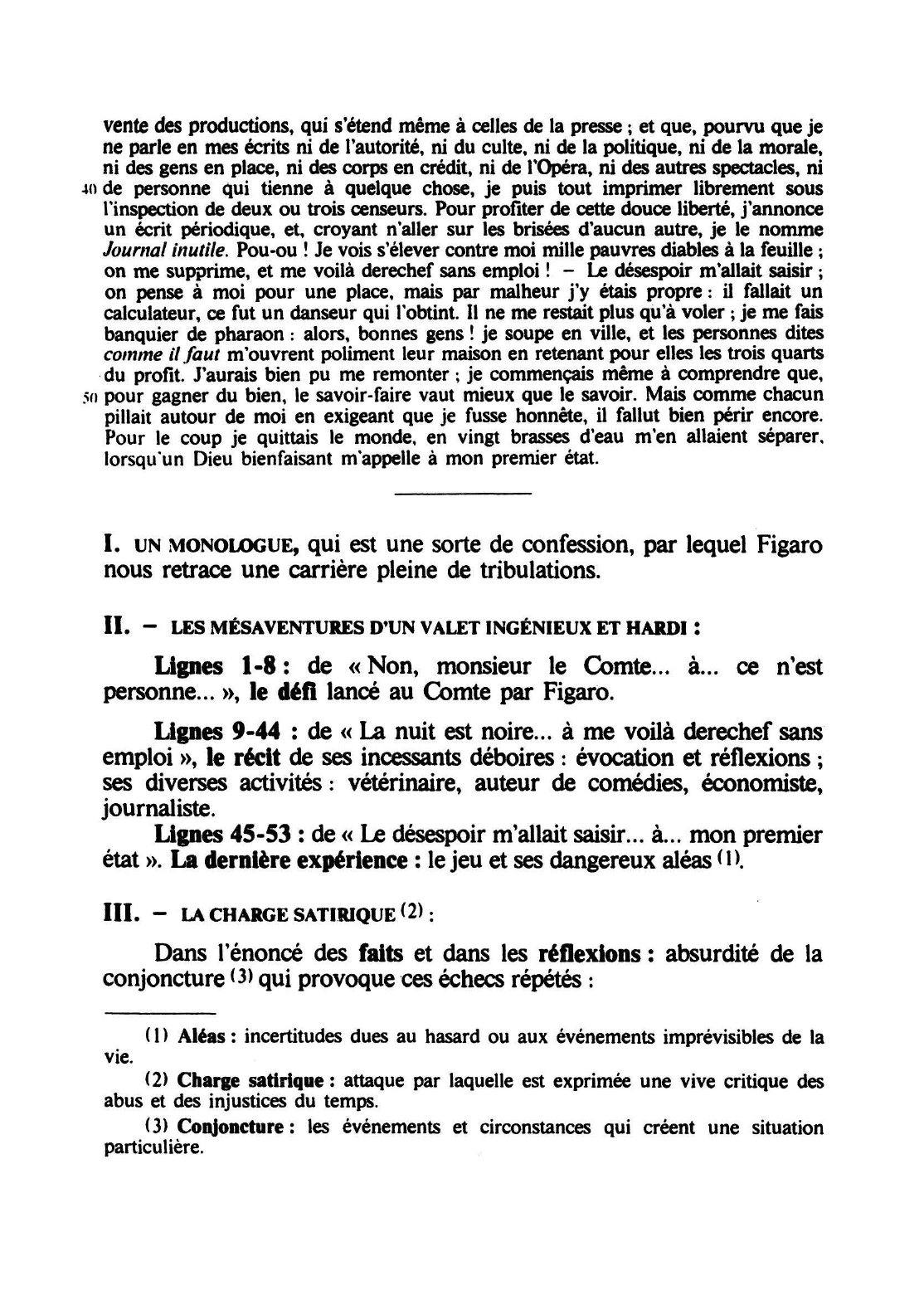 Prévisualisation du document BEAUMARCHAIS : Le Mariage de Figaro (acte V, scène 3) LE MONOLOGUE DE FIGARO (extrait)