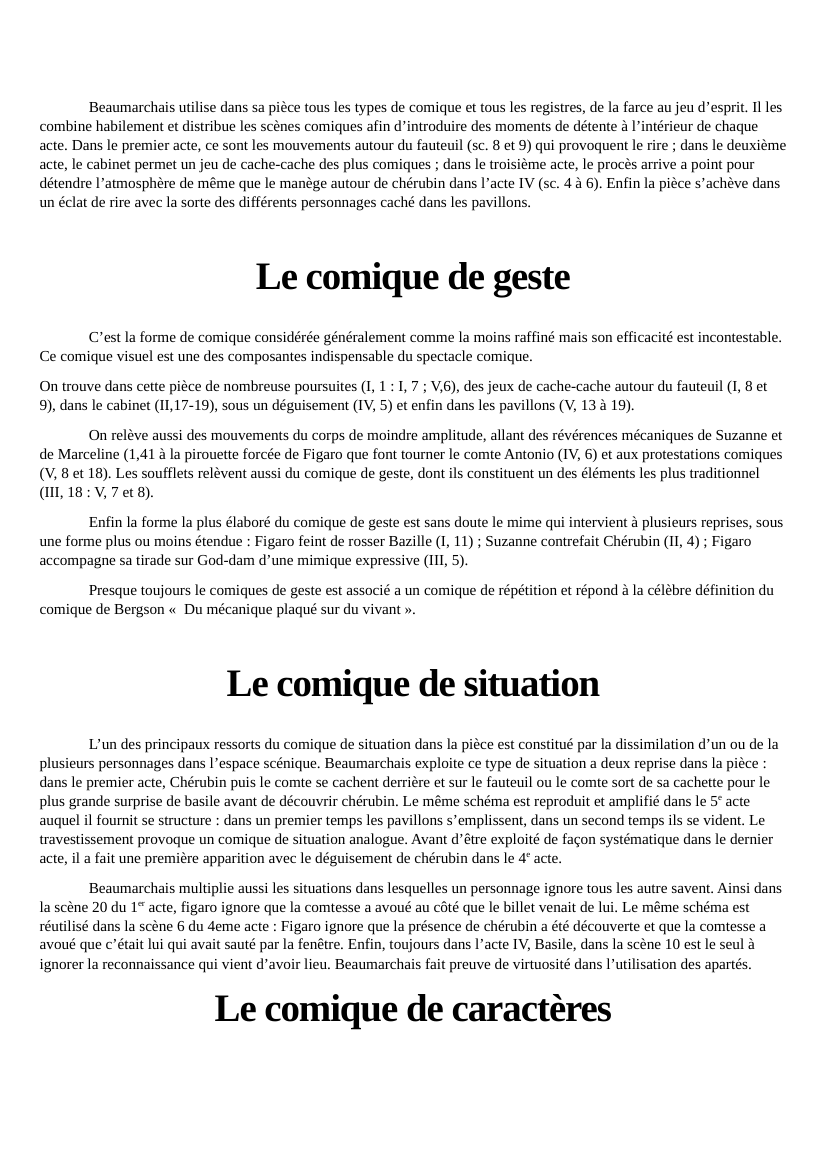 Prévisualisation du document Beaumarchais - les comiques dans "Le mariage de Figaro"