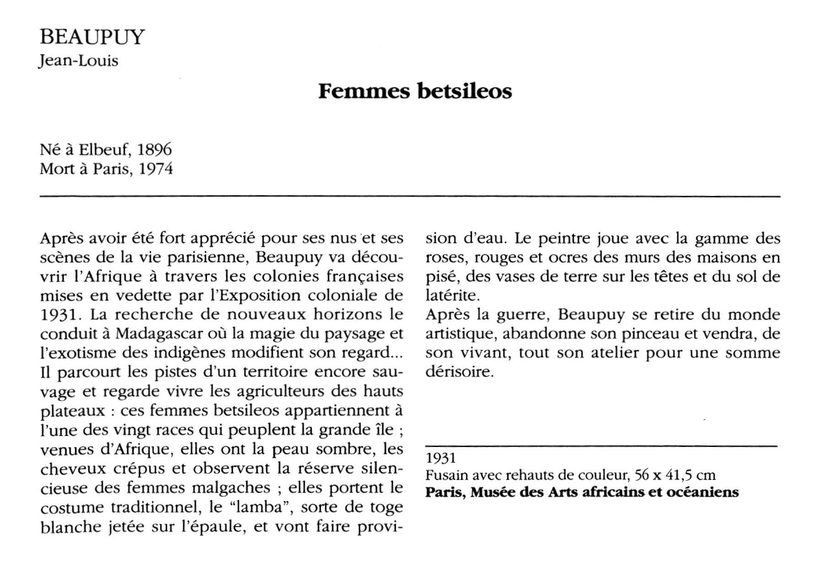 Prévisualisation du document BEAUPUY jean-Louis : Femmes betsileos
