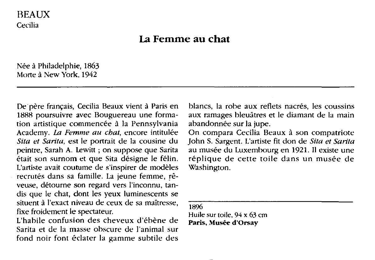 Prévisualisation du document BEAUX Cecilia : La Femme au chat