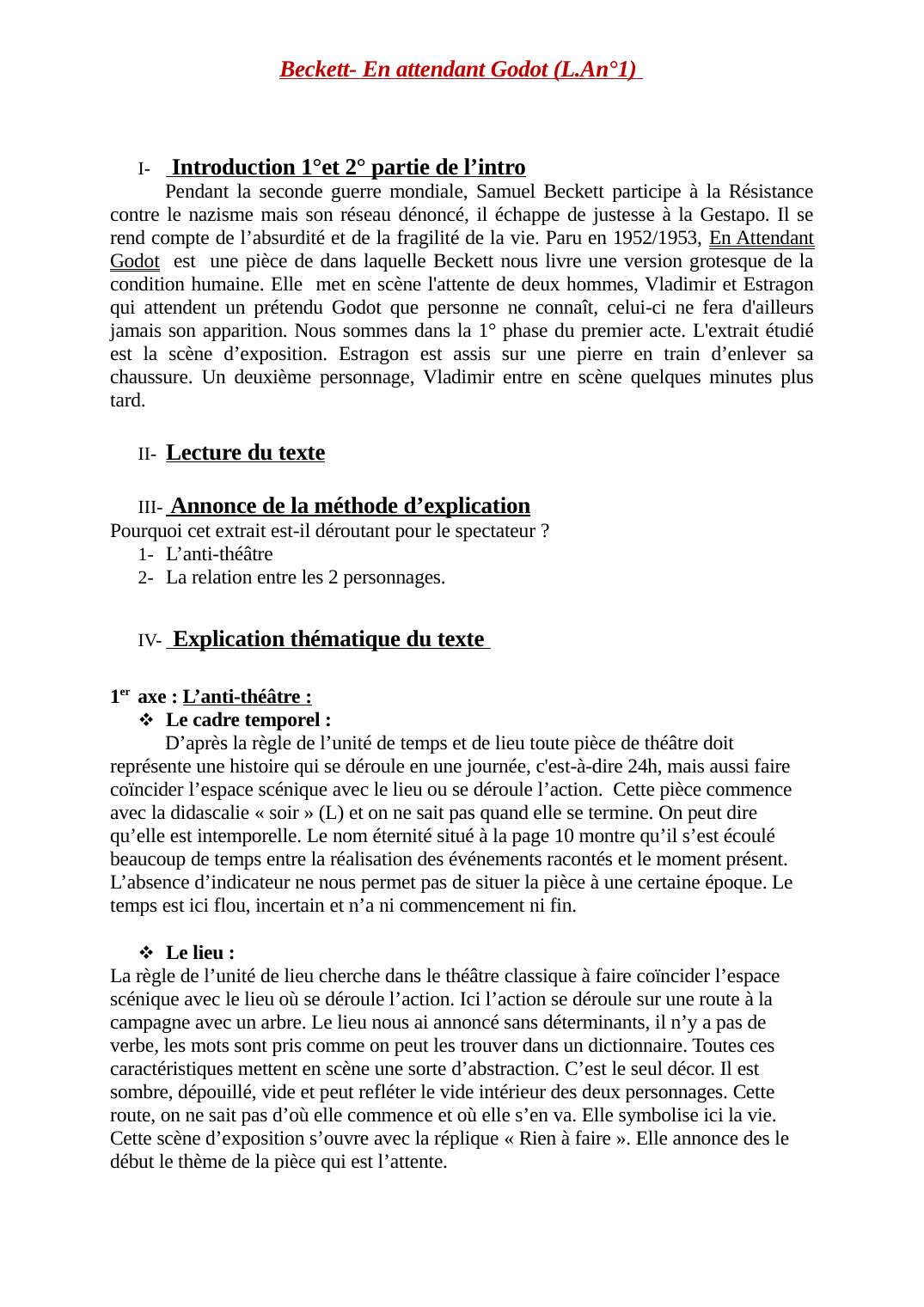 Prévisualisation du document Beckett- En attendant Godot (L.An°1)  - Acte 1