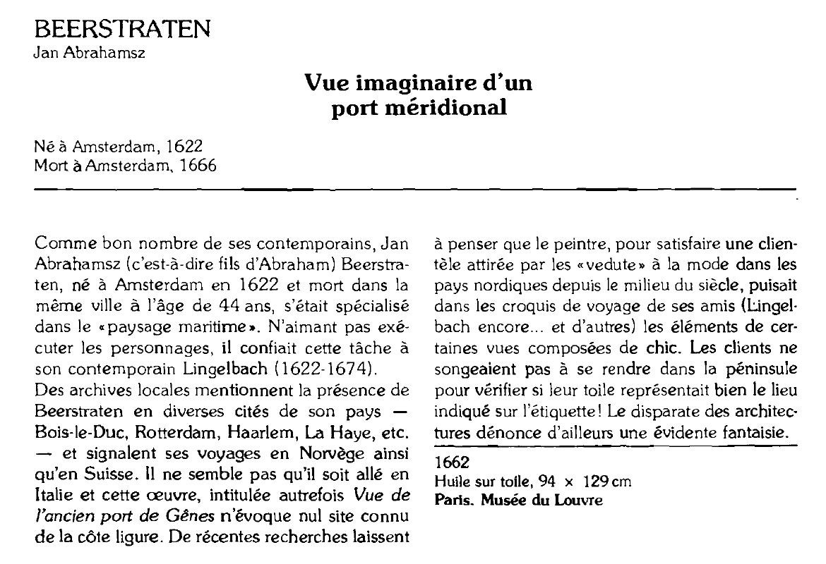 Prévisualisation du document BEERSTRATEN Jan Abrahamsz : Vue imaginaire d'un port méridional