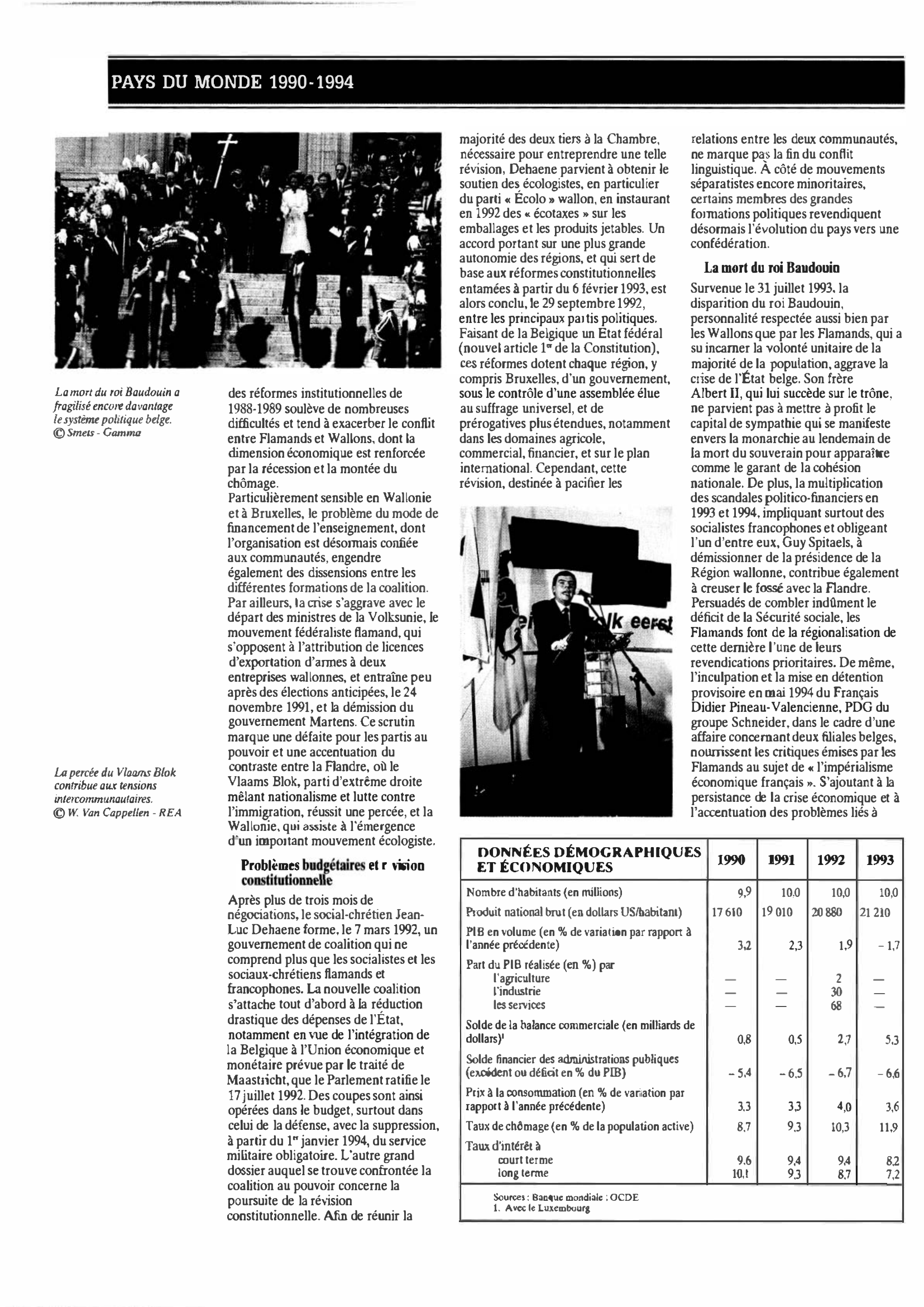 Prévisualisation du document Belgique de 1990 à 1994 : Histoire