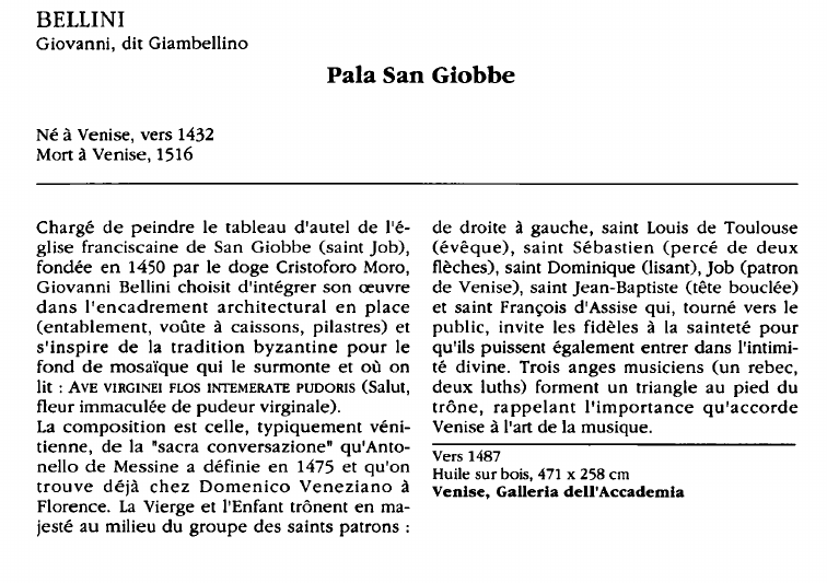 Prévisualisation du document BELLINIGiovanni, dit Giambellino:Pala San Giobbe  (analyse du tableau).